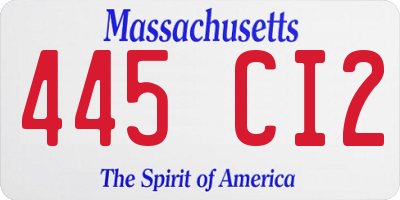 MA license plate 445CI2