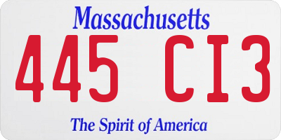MA license plate 445CI3