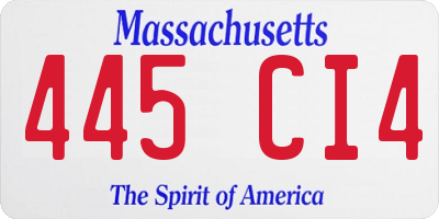 MA license plate 445CI4