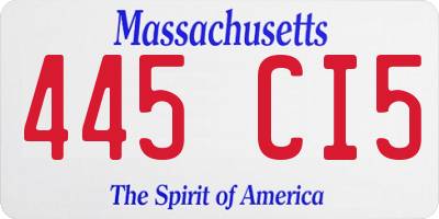 MA license plate 445CI5