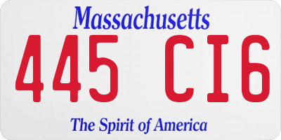 MA license plate 445CI6