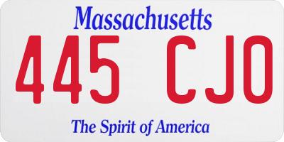 MA license plate 445CJ0