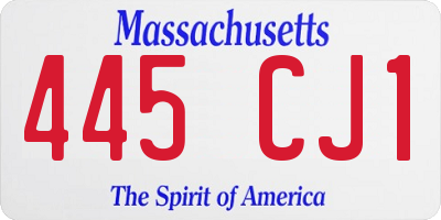 MA license plate 445CJ1