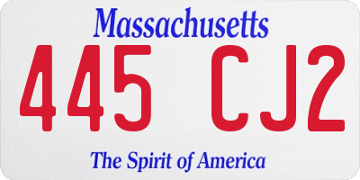 MA license plate 445CJ2