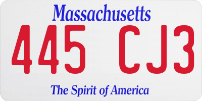 MA license plate 445CJ3