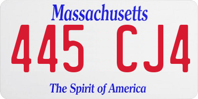 MA license plate 445CJ4