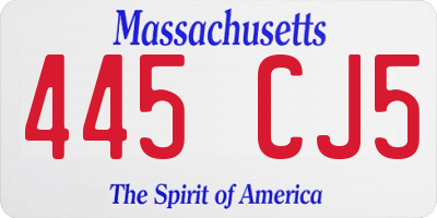 MA license plate 445CJ5