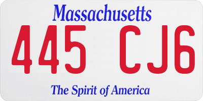 MA license plate 445CJ6