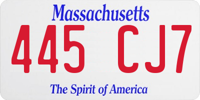 MA license plate 445CJ7