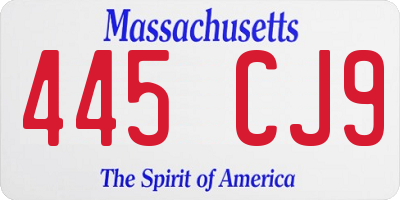 MA license plate 445CJ9