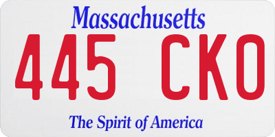 MA license plate 445CK0