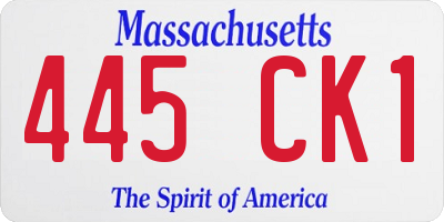 MA license plate 445CK1