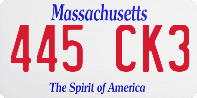 MA license plate 445CK3