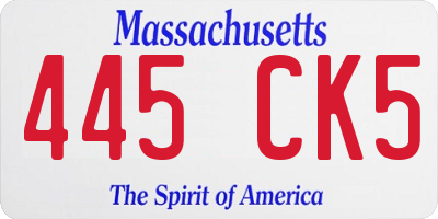 MA license plate 445CK5