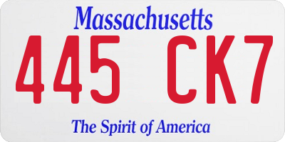 MA license plate 445CK7