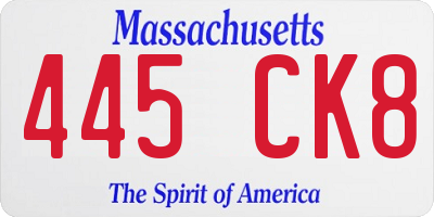 MA license plate 445CK8