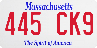 MA license plate 445CK9