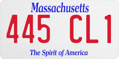 MA license plate 445CL1
