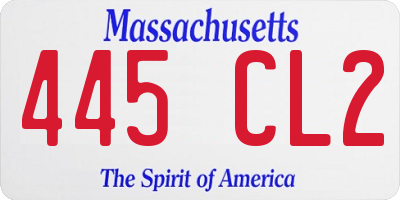 MA license plate 445CL2