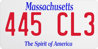 MA license plate 445CL3