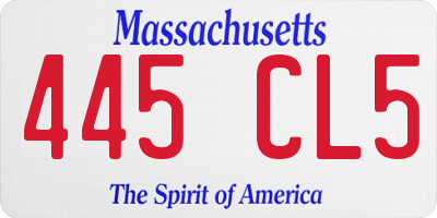 MA license plate 445CL5