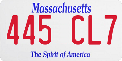 MA license plate 445CL7