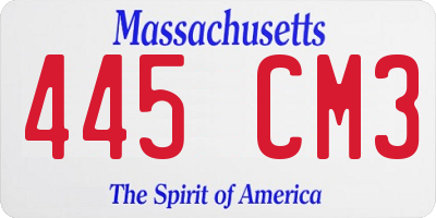 MA license plate 445CM3