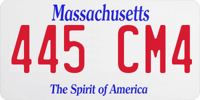 MA license plate 445CM4