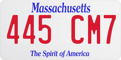 MA license plate 445CM7