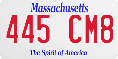 MA license plate 445CM8