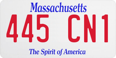 MA license plate 445CN1