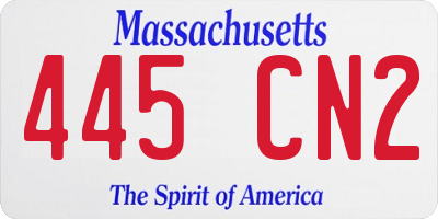 MA license plate 445CN2