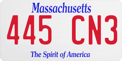 MA license plate 445CN3