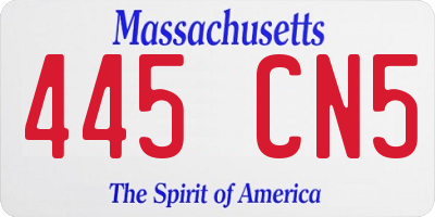 MA license plate 445CN5