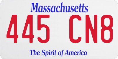 MA license plate 445CN8