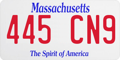 MA license plate 445CN9