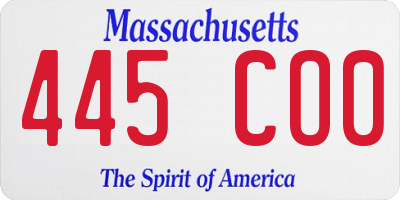 MA license plate 445CO0