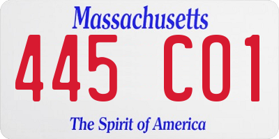 MA license plate 445CO1