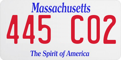 MA license plate 445CO2