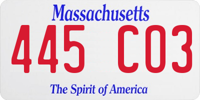 MA license plate 445CO3