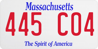 MA license plate 445CO4