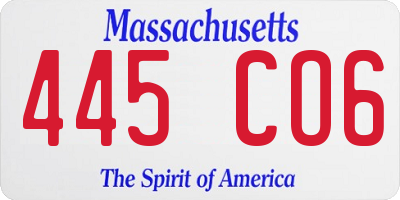 MA license plate 445CO6