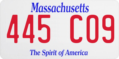 MA license plate 445CO9