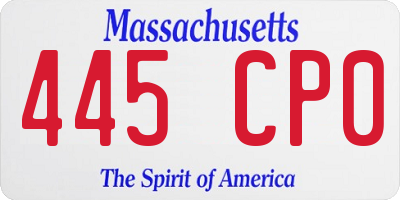 MA license plate 445CP0