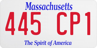 MA license plate 445CP1