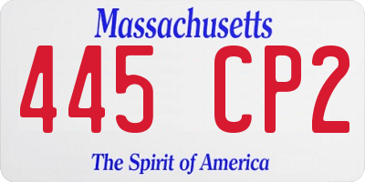 MA license plate 445CP2