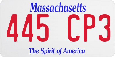 MA license plate 445CP3