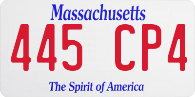 MA license plate 445CP4