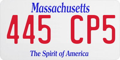 MA license plate 445CP5