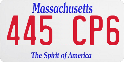 MA license plate 445CP6